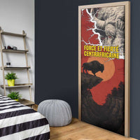 Central African Republic Door Cover with Red Black Nature Design and Buffalo Pattern - Wonder Print Shop