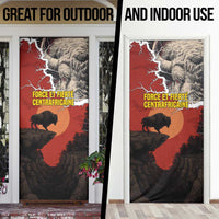 Central African Republic Door Cover with Red Black Nature Design and Buffalo Pattern - Wonder Print Shop