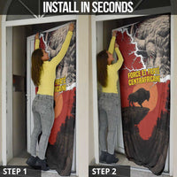 Central African Republic Door Cover with Red Black Nature Design and Buffalo Pattern - Wonder Print Shop