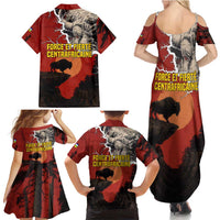 Central African Republic Family Matching Summer Maxi Dress and Hawaiian Shirt with Red Black Nature Design and Buffalo Pattern - Wonder Print Shop
