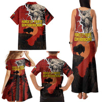Central African Republic Family Matching Tank Maxi Dress and Hawaiian Shirt with Red Black Nature Design and Buffalo Pattern - Wonder Print Shop