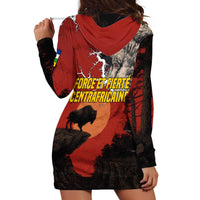 Central African Republic Hoodie Dress with Red Black Nature Design and Buffalo Pattern - Wonder Print Shop
