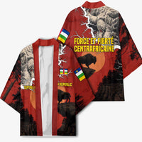Central African Republic Kimono with Red Black Nature Design and Buffalo Pattern - Wonder Print Shop