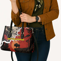 Central African Republic Leather Bag with Red Black Nature Design and Buffalo Pattern - Wonder Print Shop