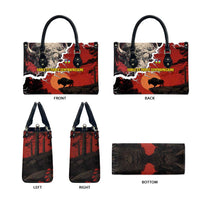 Central African Republic Leather Bag with Red Black Nature Design and Buffalo Pattern - Wonder Print Shop