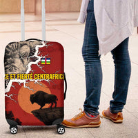 Central African Republic Luggage Cover with Red Black Nature Design and Buffalo Pattern - Wonder Print Shop
