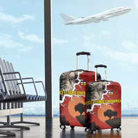 Central African Republic Luggage Cover with Red Black Nature Design and Buffalo Pattern - Wonder Print Shop