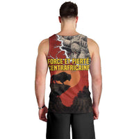 Central African Republic Men Tank Top with Red Black Nature Design and Buffalo Pattern - Wonder Print Shop
