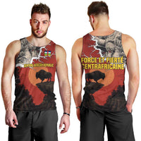 Central African Republic Men Tank Top with Red Black Nature Design and Buffalo Pattern - Wonder Print Shop
