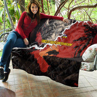 Central African Republic Quilt with Red Black Nature Design and Buffalo Pattern - Wonder Print Shop