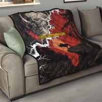 Central African Republic Quilt with Red Black Nature Design and Buffalo Pattern - Wonder Print Shop