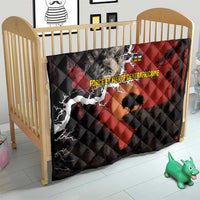 Central African Republic Quilt with Red Black Nature Design and Buffalo Pattern - Wonder Print Shop