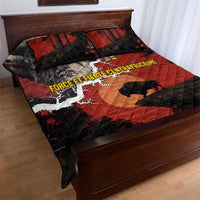 Central African Republic Quilt Bed Set with Red Black Nature Design and Buffalo Pattern - Wonder Print Shop