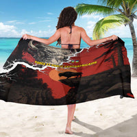 Central African Republic Sarong with Red Black Nature Design and Buffalo Pattern - Wonder Print Shop
