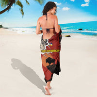 Central African Republic Sarong with Red Black Nature Design and Buffalo Pattern - Wonder Print Shop