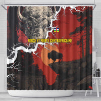 Central African Republic Shower Curtain with Red Black Nature Design and Buffalo Pattern - Wonder Print Shop