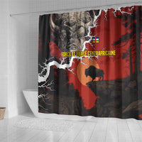 Central African Republic Shower Curtain with Red Black Nature Design and Buffalo Pattern - Wonder Print Shop