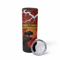 Central African Republic Skinny Tumbler with Red Black Nature Design and Buffalo Pattern - Wonder Print Shop