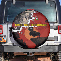 Central African Republic Spare Tire Cover with Red Black Nature Design and Buffalo Pattern - Wonder Print Shop