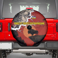 Central African Republic Spare Tire Cover with Red Black Nature Design and Buffalo Pattern - Wonder Print Shop