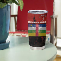 Central African Republic Tumbler Cup with Red Black Nature Design and Buffalo Pattern - Wonder Print Shop