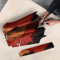 Central African Republic Umbrella with Red Black Nature Design and Buffalo Pattern - Wonder Print Shop