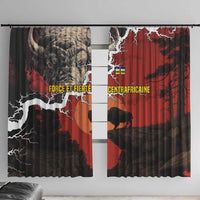 Central African Republic Window Curtain with Red Black Nature Design and Buffalo Pattern - Wonder Print Shop