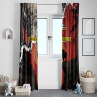 Central African Republic Window Curtain with Red Black Nature Design and Buffalo Pattern - Wonder Print Shop