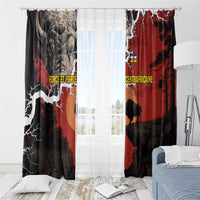 Central African Republic Window Curtain with Red Black Nature Design and Buffalo Pattern - Wonder Print Shop
