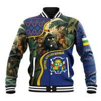 Central African Republic Baseball Jacket with Jungle Animal Design and National Emblem Pattern - Wonder Print Shop