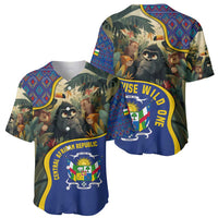 Central African Republic Baseball Jersey with Jungle Animal Design and National Emblem Pattern - Wonder Print Shop