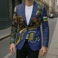 Central African Republic Blazer with Jungle Animal Design and National Emblem Pattern - Wonder Print Shop