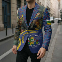 Central African Republic Blazer with Jungle Animal Design and National Emblem Pattern - Wonder Print Shop