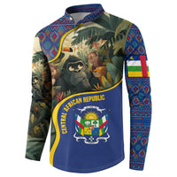 Central African Republic Button Sweatshirt with Jungle Animal Design and National Emblem Pattern - Wonder Print Shop