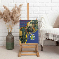 Central African Republic Canvas Wall Art with Jungle Animal Design and National Emblem Pattern - Wonder Print Shop