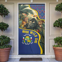 Central African Republic Door Cover with Jungle Animal Design and National Emblem Pattern - Wonder Print Shop