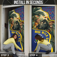 Central African Republic Door Cover with Jungle Animal Design and National Emblem Pattern - Wonder Print Shop