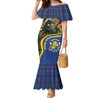 Central African Republic Family Matching Mermaid Dress and Hawaiian Shirt with Jungle Animal Design and National Emblem Pattern - Wonder Print Shop