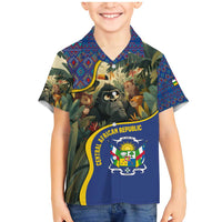 Central African Republic Family Matching Mermaid Dress and Hawaiian Shirt with Jungle Animal Design and National Emblem Pattern - Wonder Print Shop