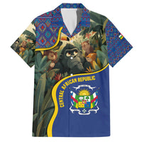 Central African Republic Family Matching Off The Shoulder Long Sleeve Dress and Hawaiian Shirt with Jungle Animal Design and National Emblem Pattern - Wonder Print Shop