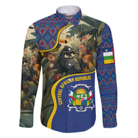 Central African Republic Family Matching Off The Shoulder Long Sleeve Dress and Hawaiian Shirt with Jungle Animal Design and National Emblem Pattern - Wonder Print Shop