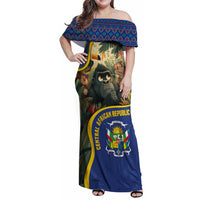 Central African Republic Family Matching Off Shoulder Maxi Dress and Hawaiian Shirt with Jungle Animal Design and National Emblem Pattern - Wonder Print Shop