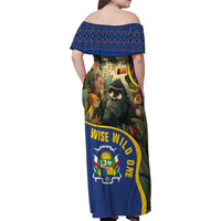 Central African Republic Family Matching Off Shoulder Maxi Dress and Hawaiian Shirt with Jungle Animal Design and National Emblem Pattern - Wonder Print Shop