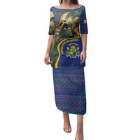 Central African Republic Family Matching Puletasi and Hawaiian Shirt with Jungle Animal Design and National Emblem Pattern - Wonder Print Shop