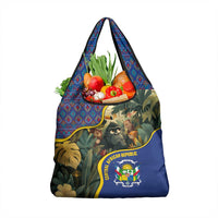 Central African Republic Grocery Bag with Jungle Animal Design and National Emblem Pattern - Wonder Print Shop