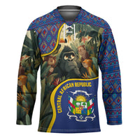 Central African Republic Hockey Jersey with Jungle Animal Design and National Emblem Pattern - Wonder Print Shop
