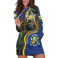 Central African Republic Hoodie Dress with Jungle Animal Design and National Emblem Pattern - Wonder Print Shop