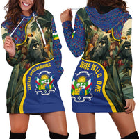 Central African Republic Hoodie Dress with Jungle Animal Design and National Emblem Pattern - Wonder Print Shop