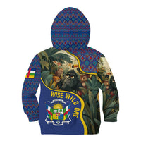 Central African Republic Kid Hoodie with Jungle Animal Design and National Emblem Pattern - Wonder Print Shop