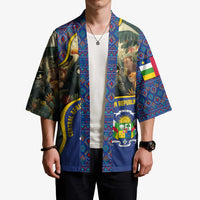 Central African Republic Kimono with Jungle Animal Design and National Emblem Pattern - Wonder Print Shop